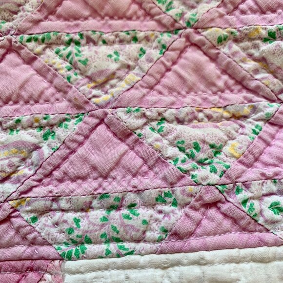 Handmade Baby Hooded Jacket Made from Vintage Quilts NB Calliope Pink White - Picture 4 of 12